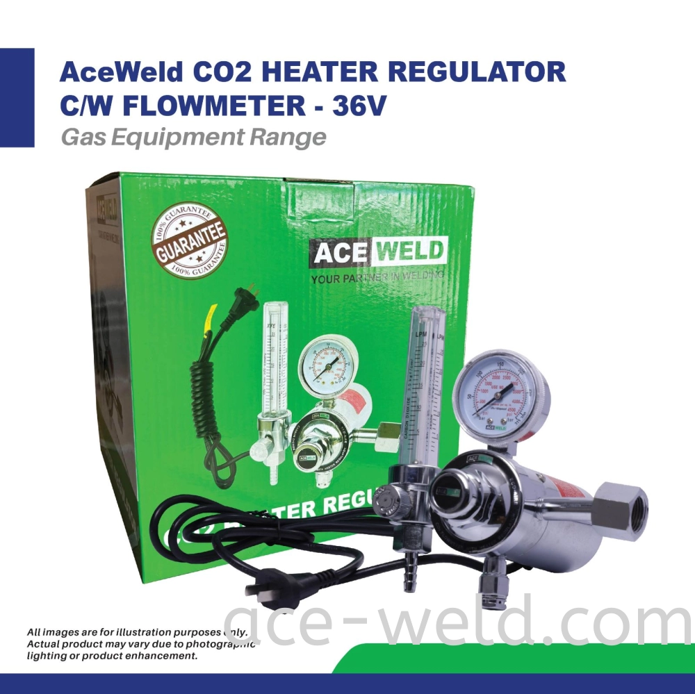 ACEWELD CO2 HEATER REGULATOR C/W FLOWMETER - 36V